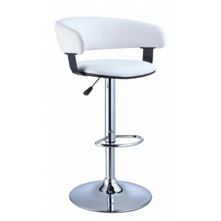 POWELL Powell 211-915 White Faux Leather Barrel & Chrome Adjustable Height Bar Stool 211-915